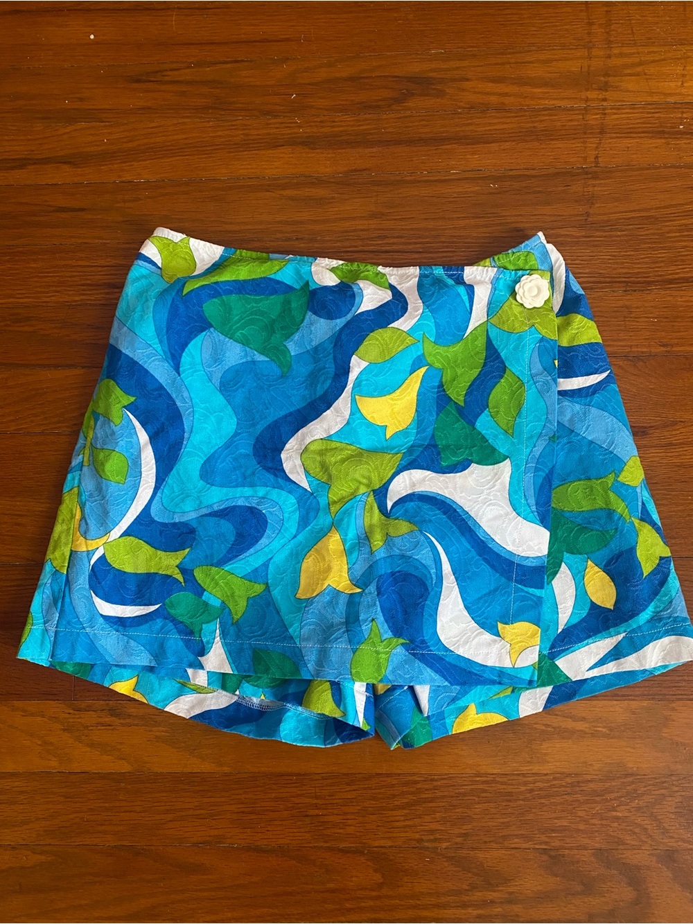 Vibrant Blue & Green Swirl Mini Skort